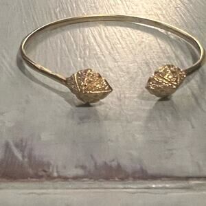 Stella & Dot Eden Cuff Gold Tone Rhinestone Open Bangle Bracelet
